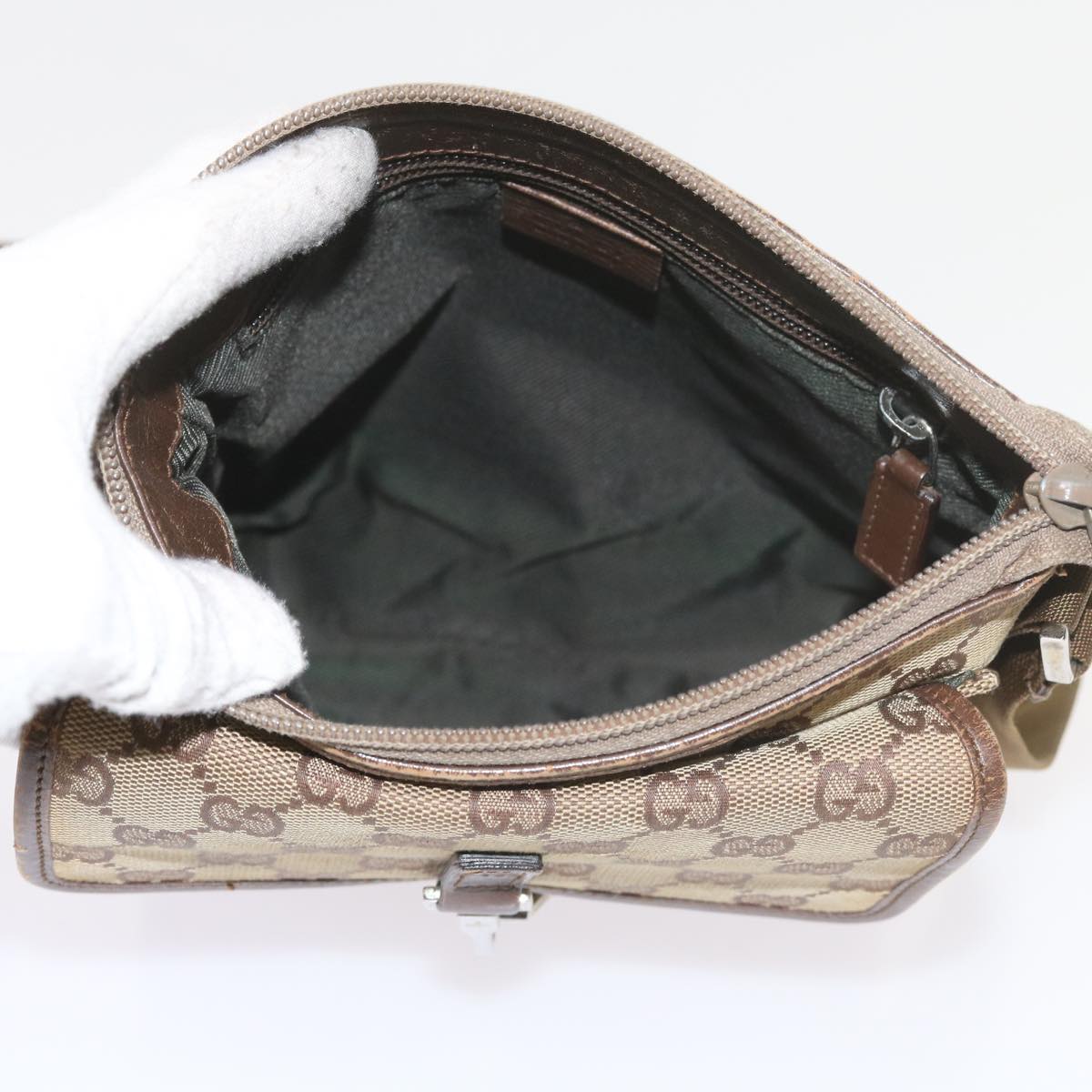 GUCCI GG Canvas Web Sherry Line Shoulder Bag 2Set Beige Green Red Auth bs9278