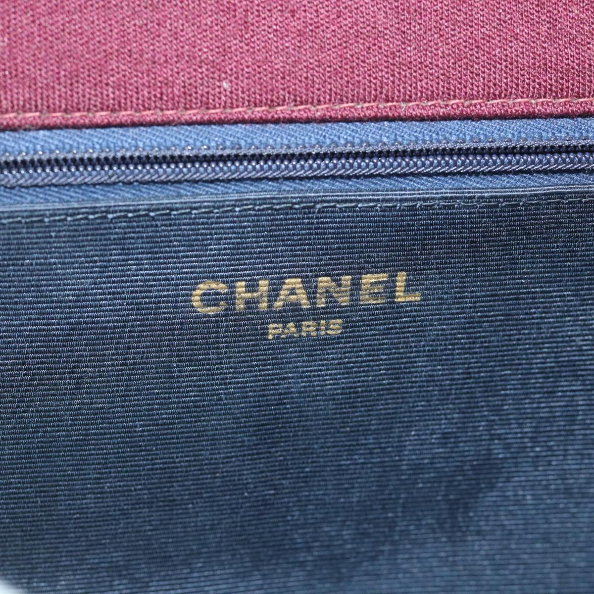 CHANEL Bias Stitch Chain Shoulder Bag Wool Wine Red CC Auth bs9332