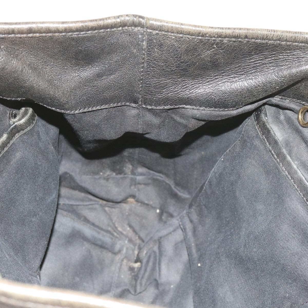 Chloe Etel Shoulder Bag Leather Black Auth bs9350