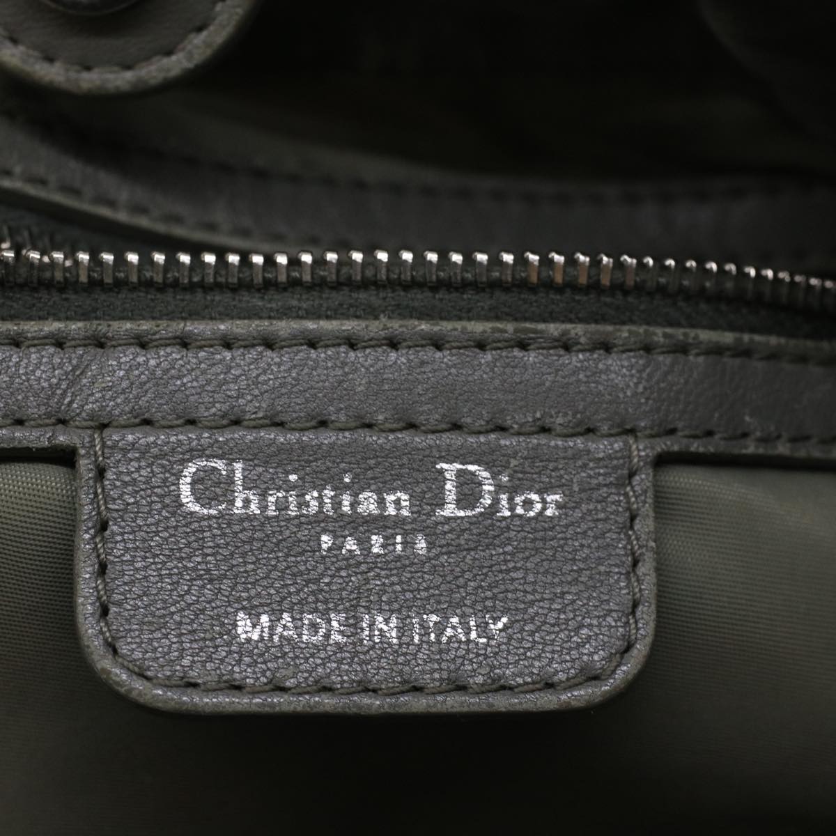 Christian Dior Canage Hand Bag Nylon Gray Auth bs9378