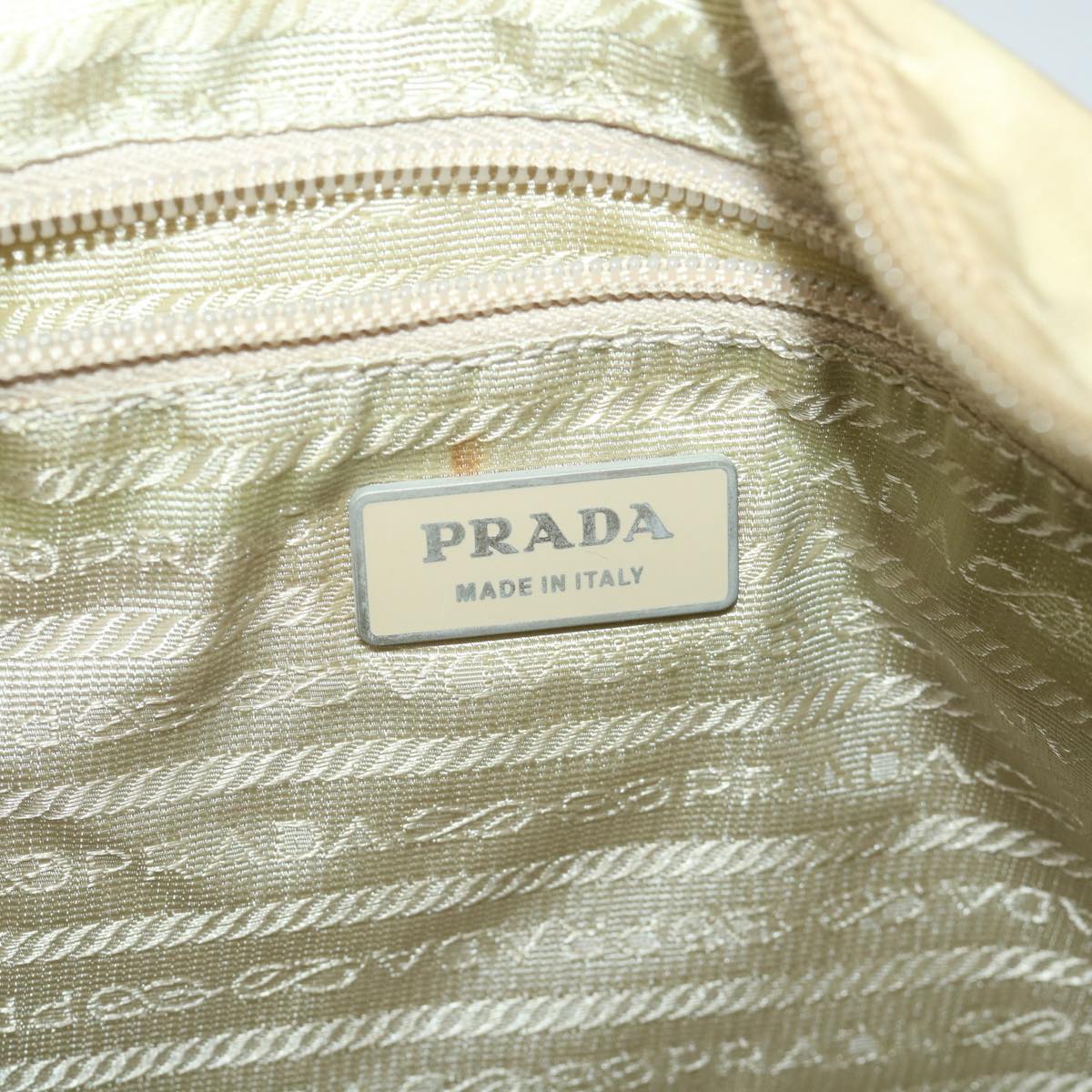 PRADA Shoulder Bag Nylon Beige Auth bs9484