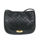 BALLY Shoulder Bag Leather Black Auth bs9505-13