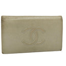 CHANEL Wallet Caviar Skin Silver CC Auth bs9534-1