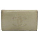 CHANEL Wallet Caviar Skin Silver CC Auth bs9534-13