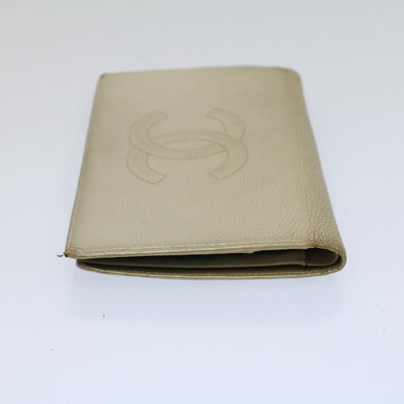 CHANEL Wallet Caviar Skin Silver CC Auth bs9534