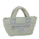 CHANEL Cococoon Hand Bag Nylon Gray CC Auth bs9551-1