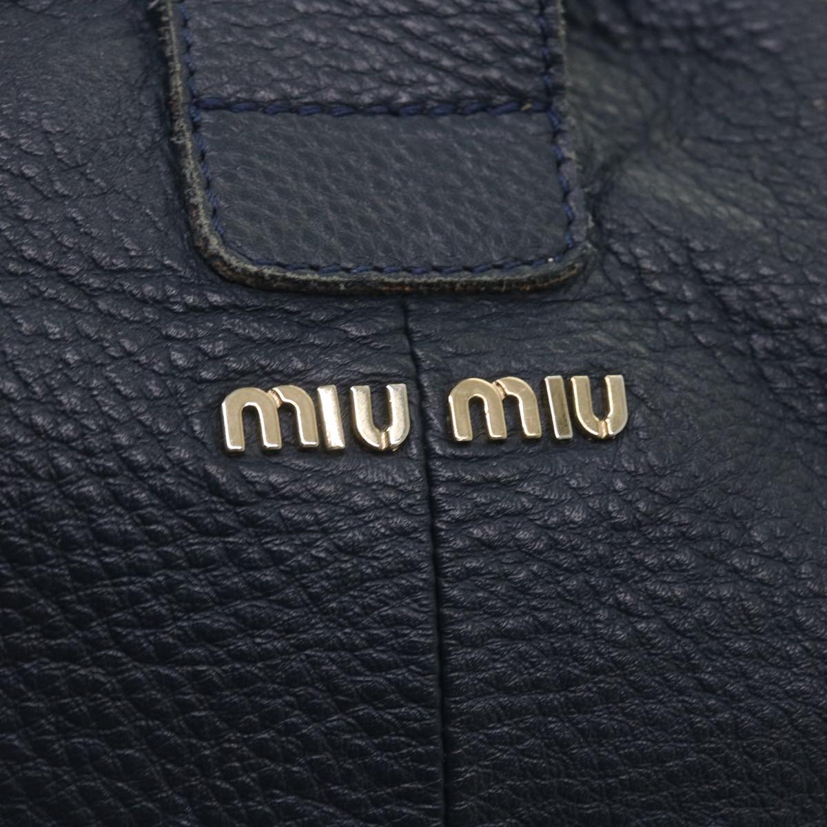 Miu Miu Shoulder Bag Leather Navy Auth bs9572