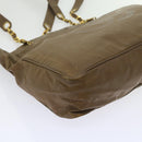 CHANEL Chain Shoulder Bag Patent leather Brown CC Auth bs9580-15