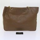 CHANEL Chain Shoulder Bag Patent leather Brown CC Auth bs9580-12