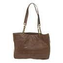 CHANEL Chain Shoulder Bag Patent leather Brown CC Auth bs9580-2