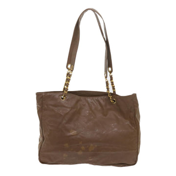 CHANEL Chain Shoulder Bag Patent leather Brown CC Auth bs9580 - 0