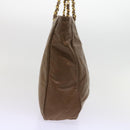 CHANEL Chain Shoulder Bag Patent leather Brown CC Auth bs9580-4