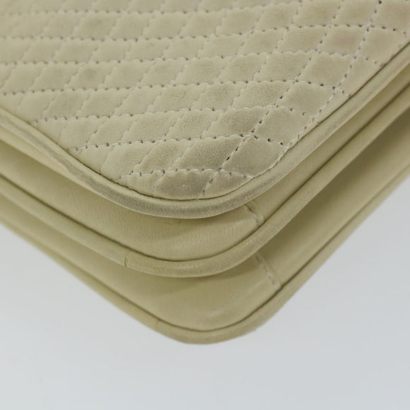 BALLY Quilted Hand Bag Leather Beige Auth bs9678