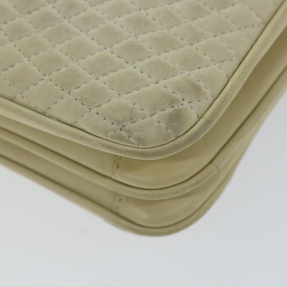 BALLY Quilted Hand Bag Leather Beige Auth bs9678