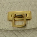 BALLY Quilted Hand Bag Leather Beige Auth bs9678-10