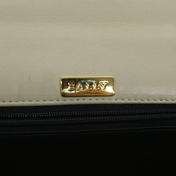 BALLY Quilted Hand Bag Leather Beige Auth bs9678