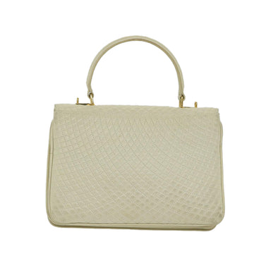 BALLY Quilted Hand Bag Leather Beige Auth bs9678 - 0