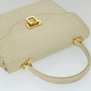 BALLY Quilted Hand Bag Leather Beige Auth bs9678-6