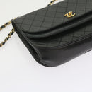 CHANEL Chain Shoulder Bag Lamb Skin Black CC Auth bs9680-15