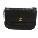 CHANEL Chain Shoulder Bag Lamb Skin Black CC Auth bs9680-13