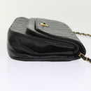 CHANEL Chain Shoulder Bag Lamb Skin Black CC Auth bs9680-3