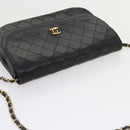 CHANEL Chain Shoulder Bag Lamb Skin Black CC Auth bs9680-6
