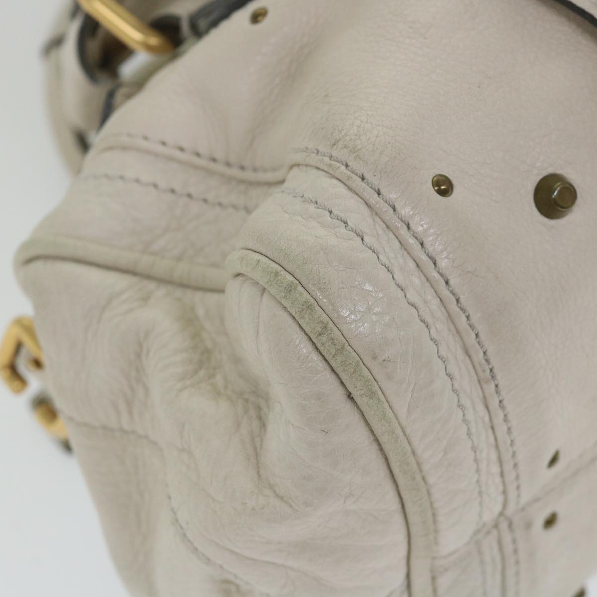 Chloe Paddington Shoulder Bag Leather White Auth bs9705