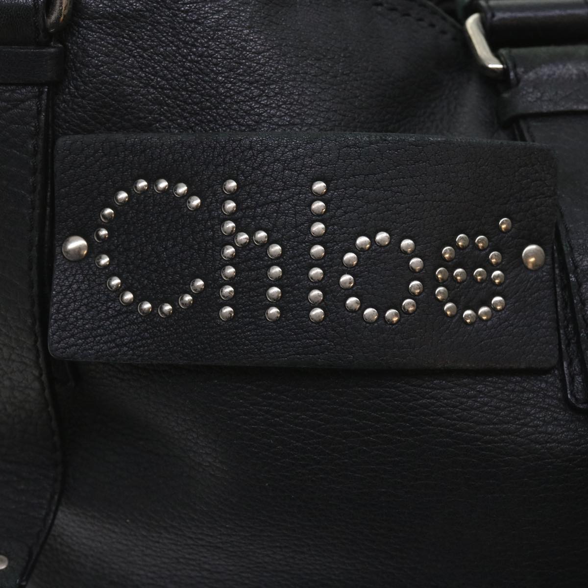 Chloe Tote Bag Leather Black Auth bs9712