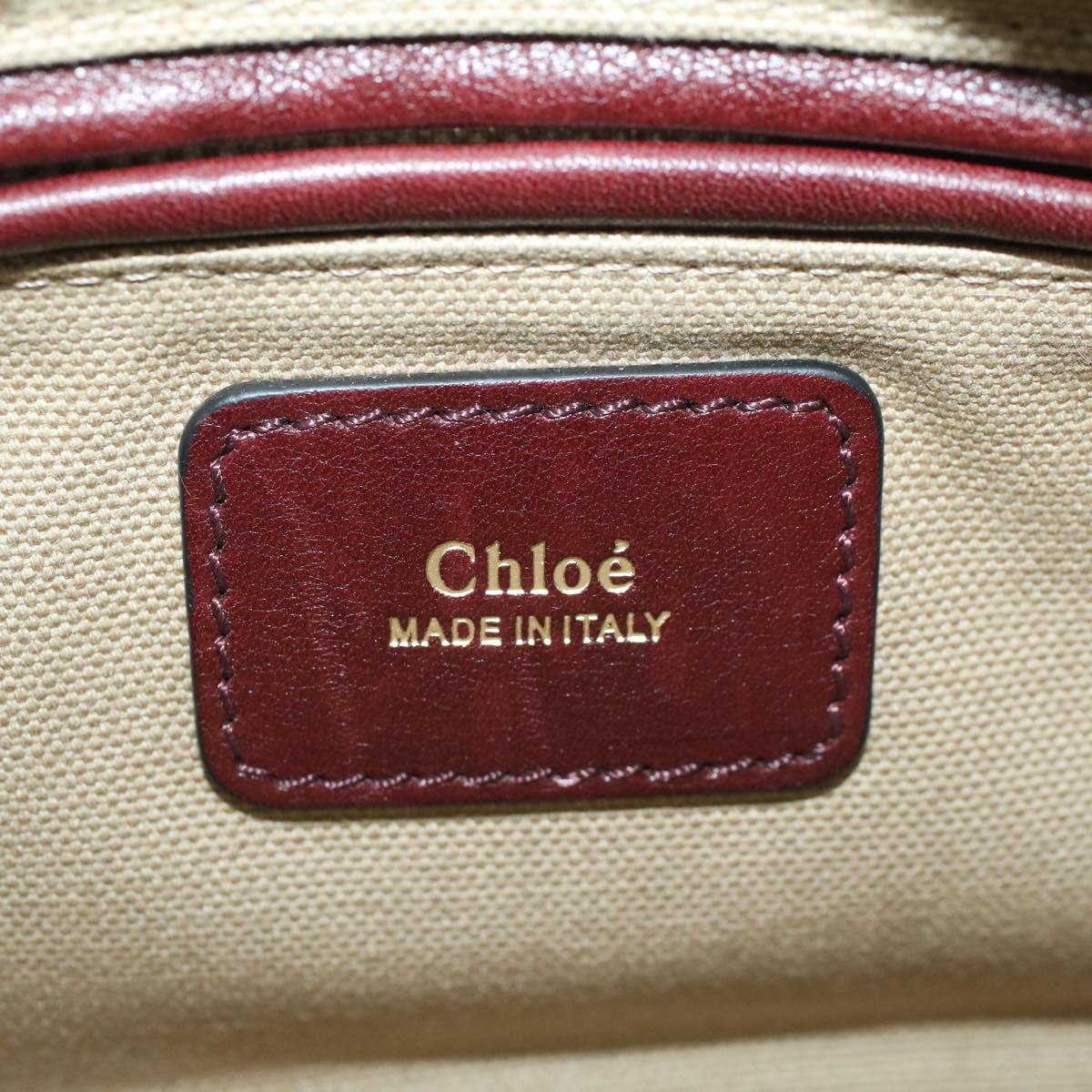Chloe Goldie Shoulder Bag Leather 2way Wine Red Auth bs9718