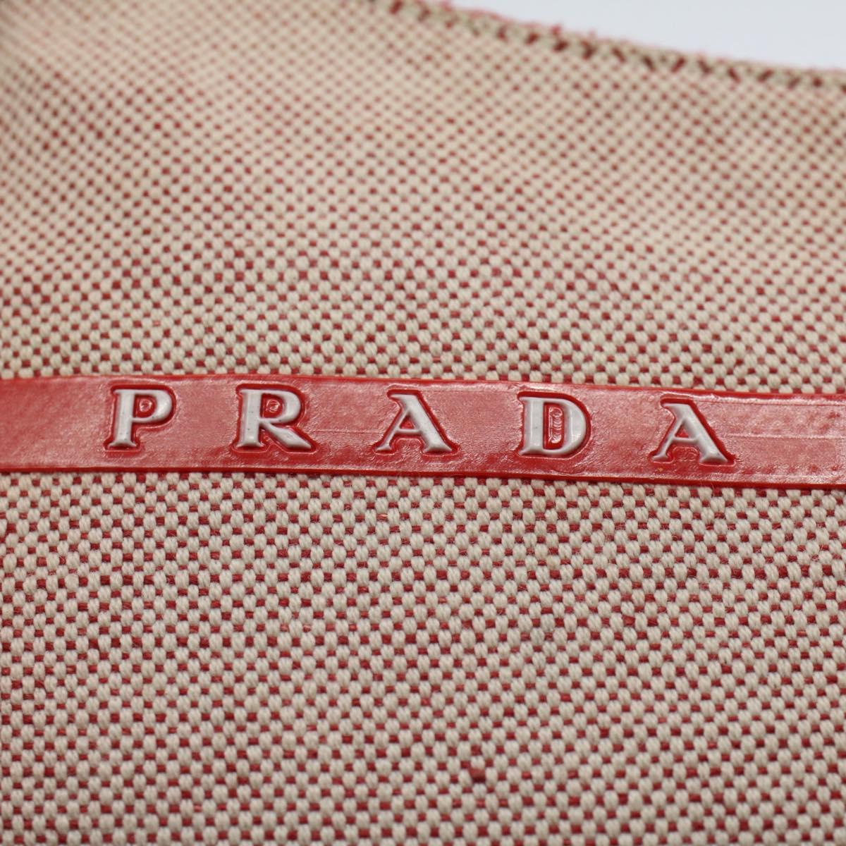 PRADA Hand Bag Canvas Gray Red Auth bs9757
