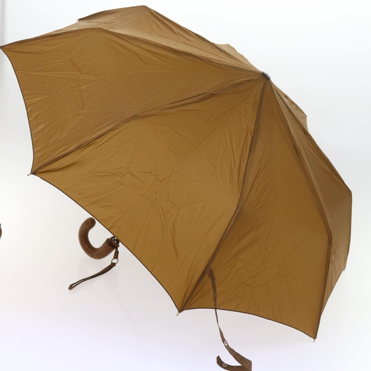 PRADA Hand Bag Leather Umbrella set Beige Auth bs9817