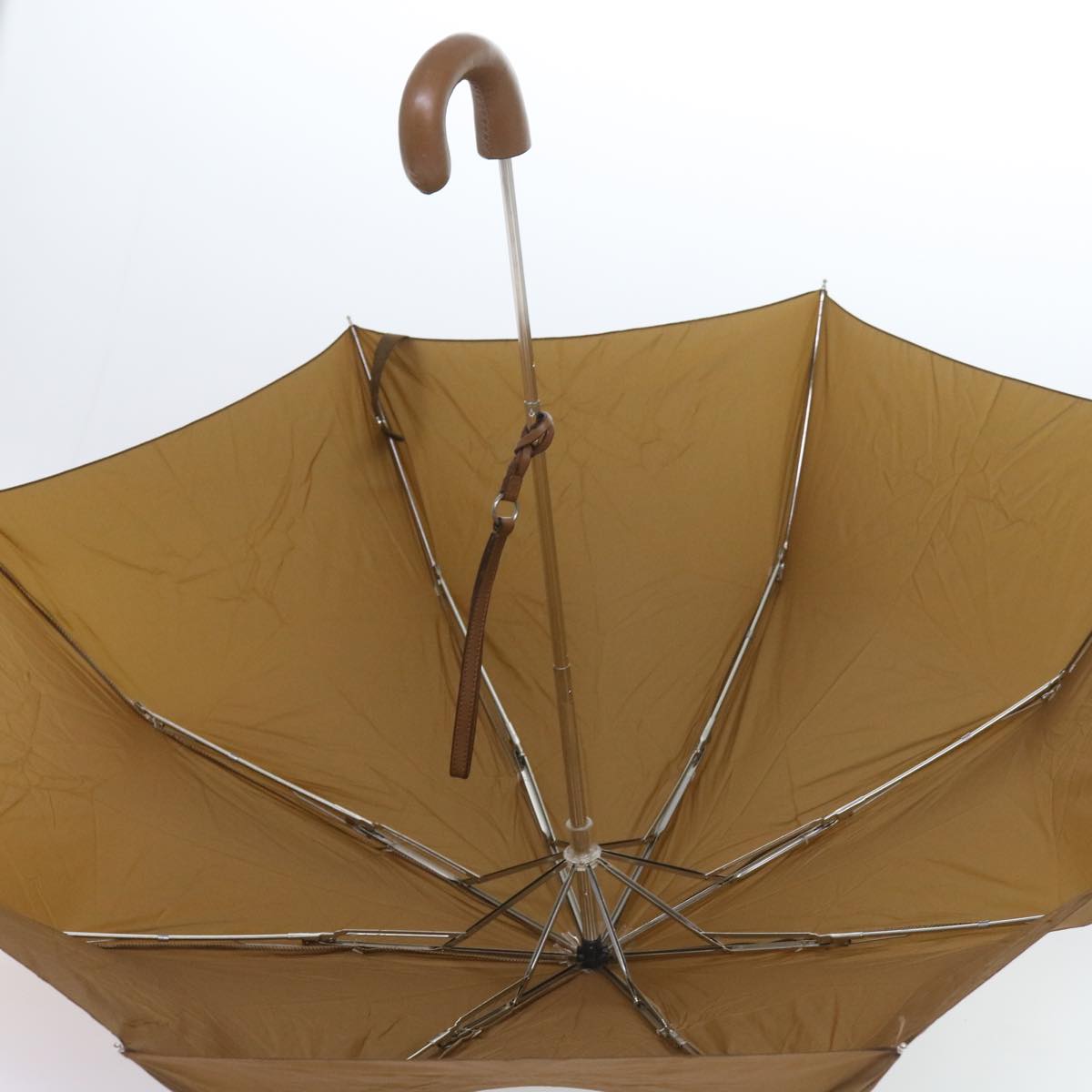 PRADA Hand Bag Leather Umbrella set Beige Auth bs9817