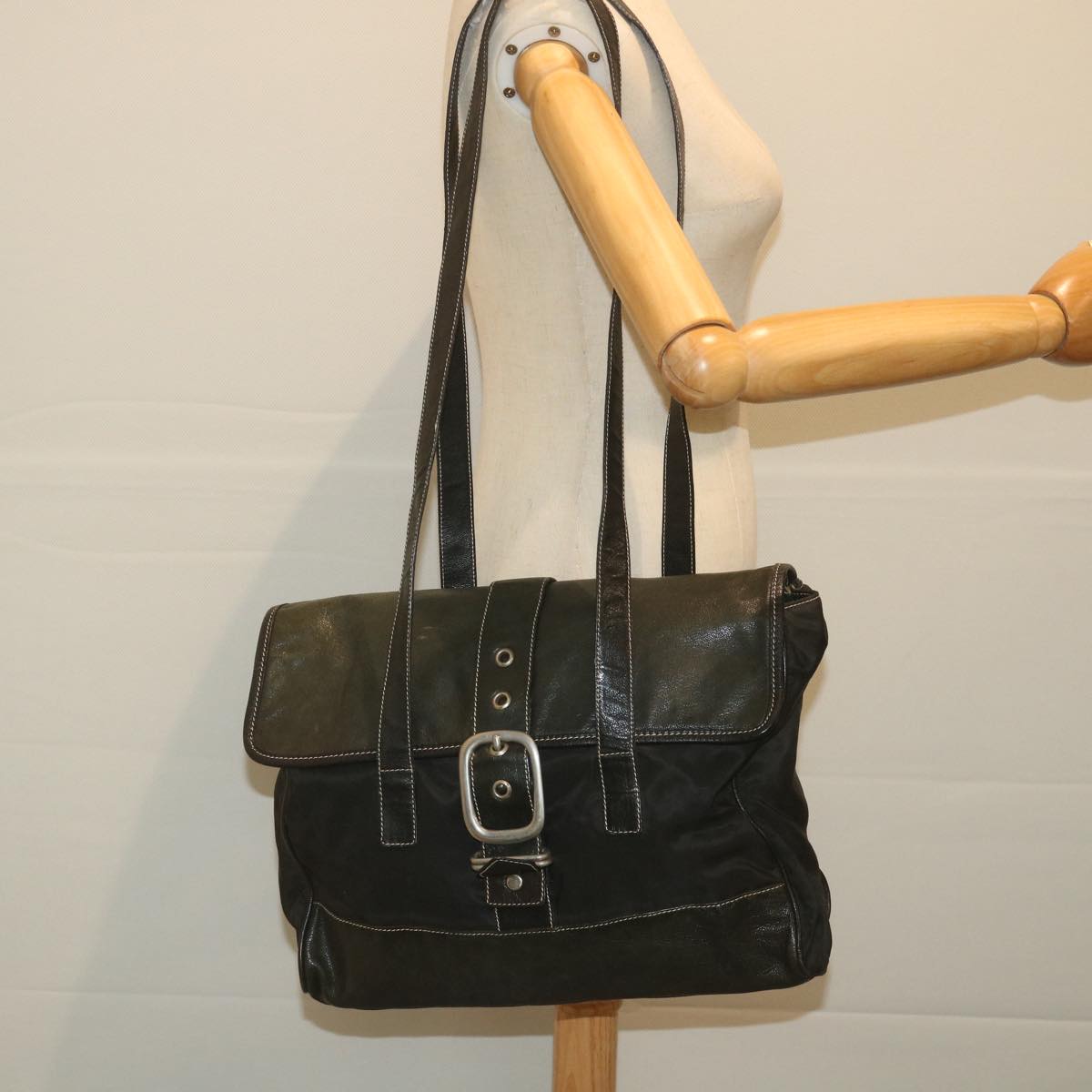 PRADA Shoulder Bag Nylon Black Auth bs9825