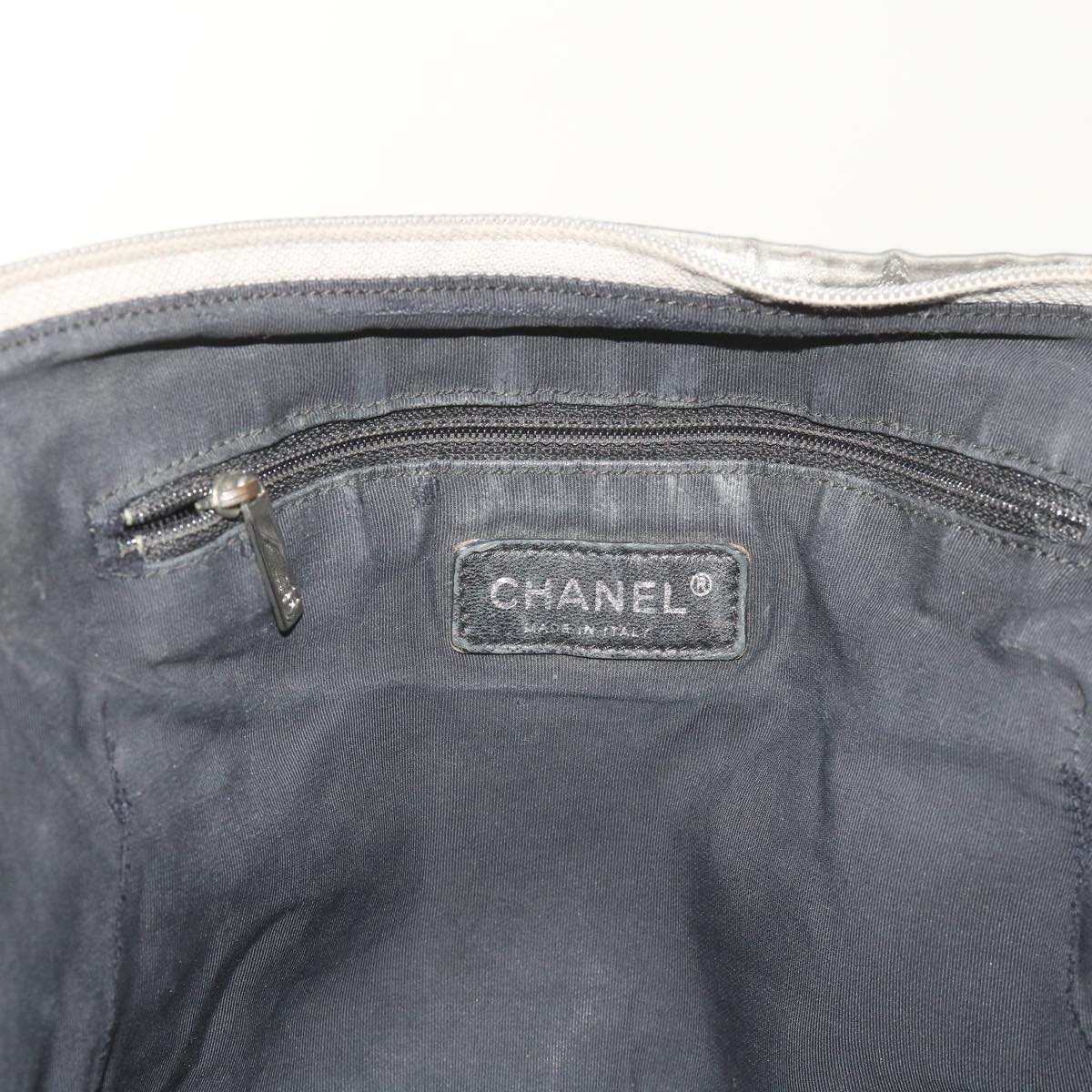 CHANEL Unlimited Shoulder Bag Nylon Silver CC Auth bs9856