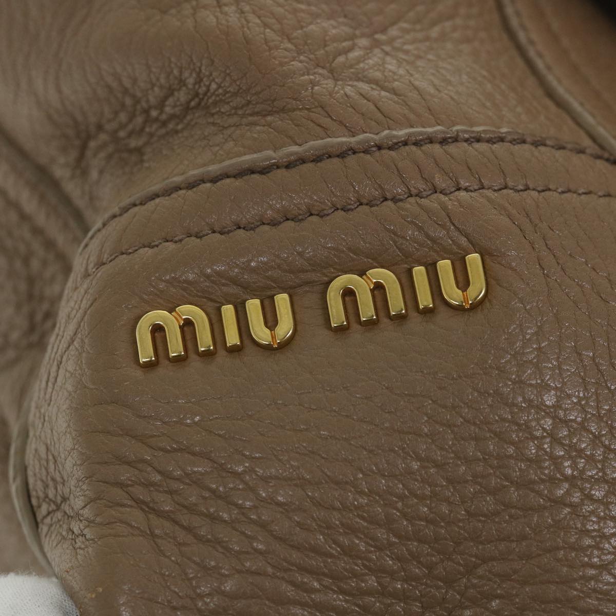 Miu Miu Hand Bag Leather 2way Beige Auth bs9864