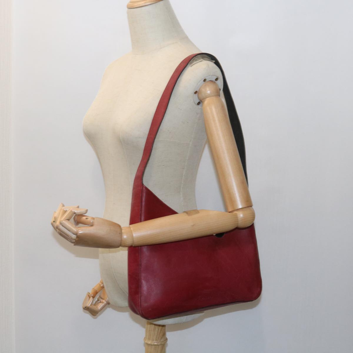 PRADA Shoulder Bag Leather Red Auth bs9867