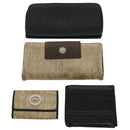 BVLGARI Wallet Leather 4Set Black Beige Auth bs9872-1