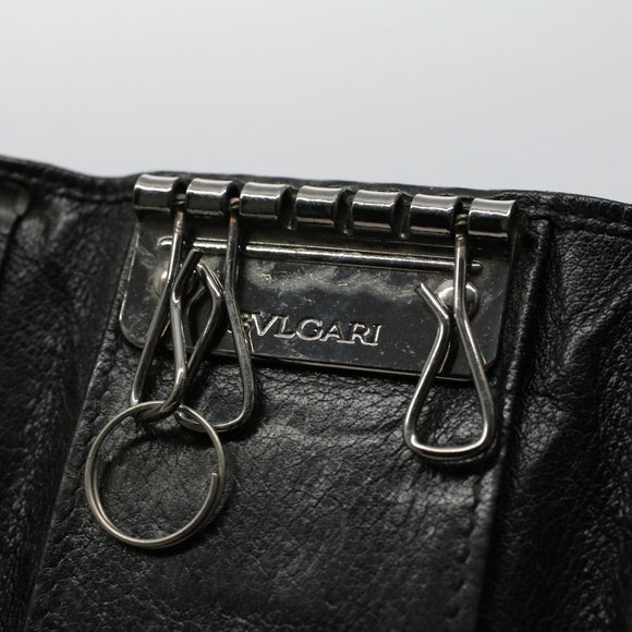 BVLGARI Wallet Leather 4Set Black Beige Auth bs9872