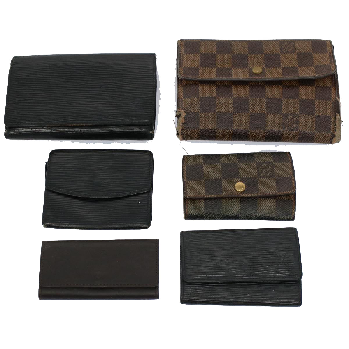 LOUIS VUITTON Damier Ebene Epi Key Case Wallet 6Set Black LV Auth bs9897