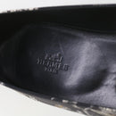 HERMES Jungle semelle cuir Shoes Canvas 42.5 Black White Brown Auth bs9909-11