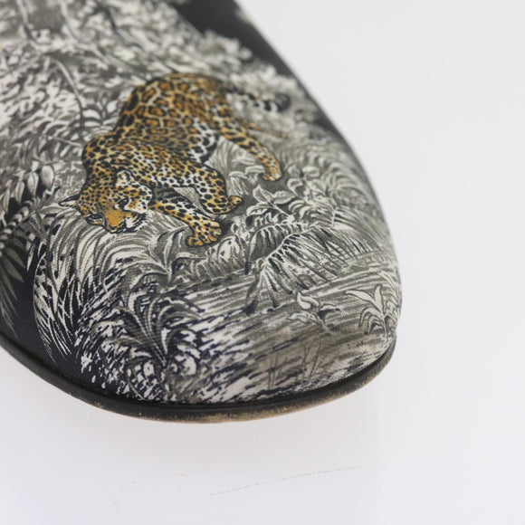 HERMES Jungle semelle cuir Shoes Canvas 42.5 Black White Brown Auth bs9909