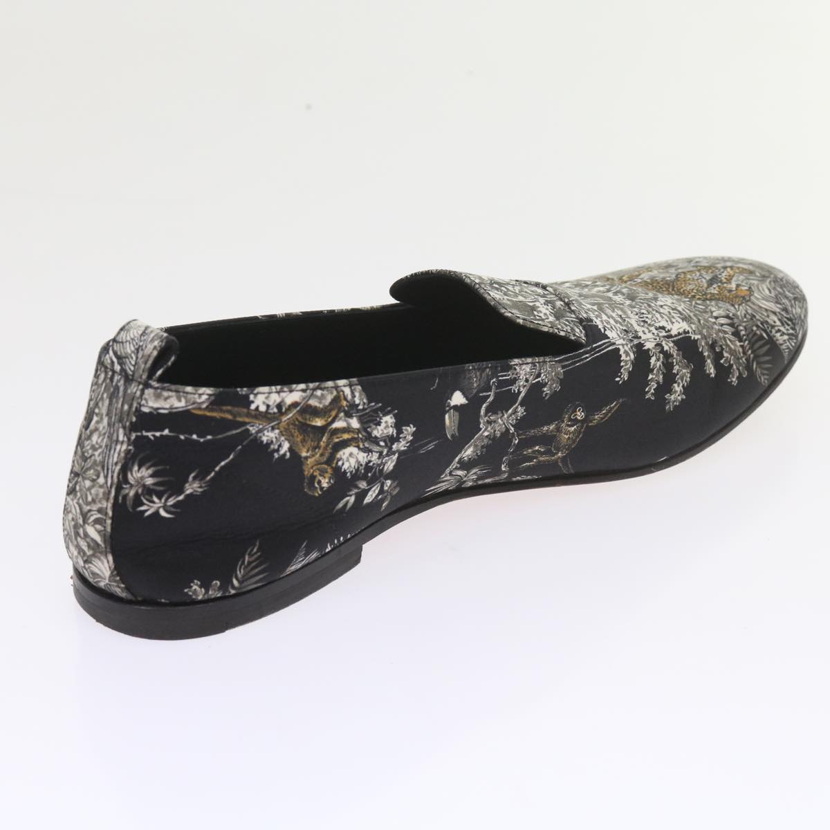 HERMES Jungle semelle cuir Shoes Canvas 42.5 Black White Brown Auth bs9909