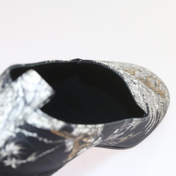 HERMES Jungle semelle cuir Shoes Canvas 42.5 Black White Brown Auth bs9909