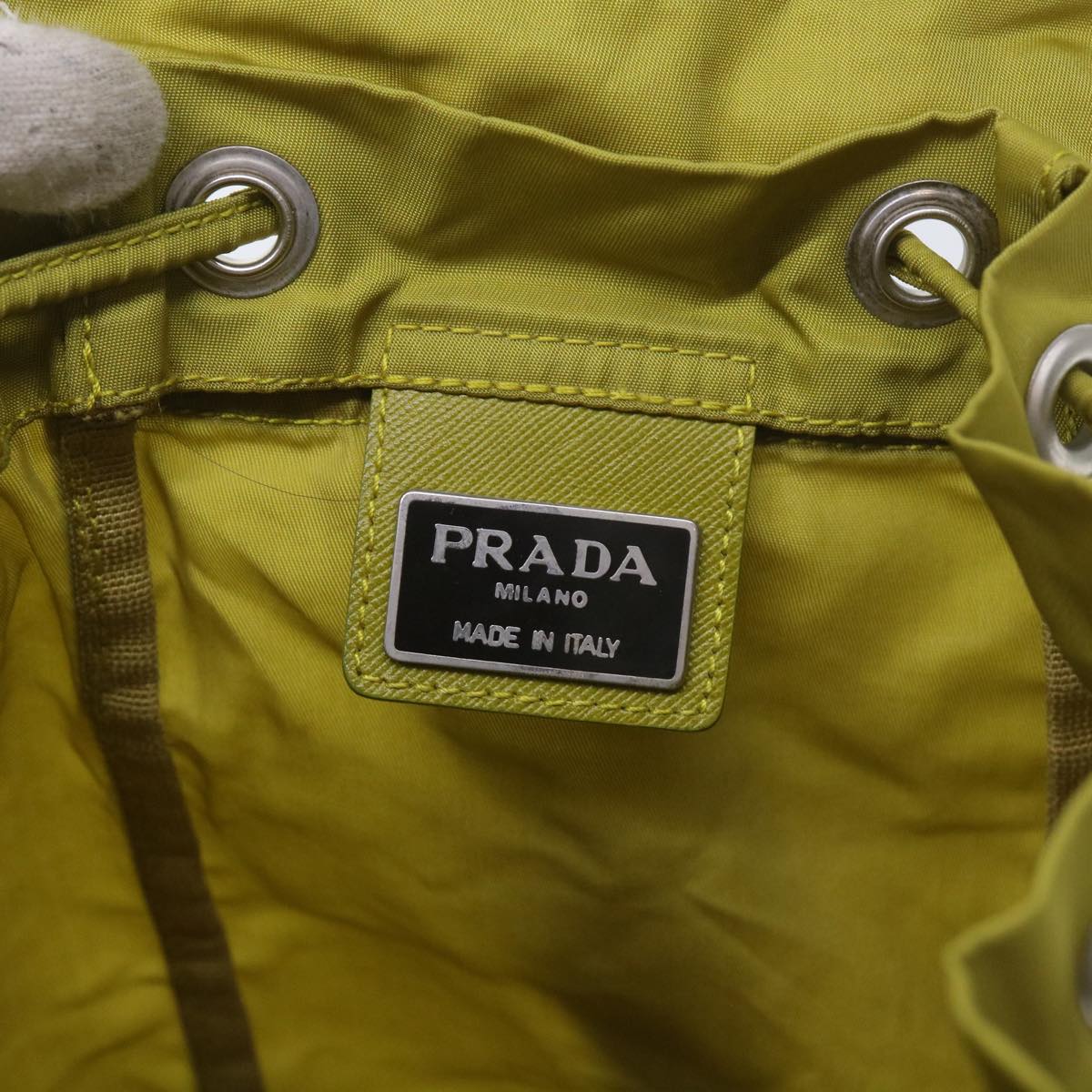 PRADA Backpack Nylon Yellow Auth bs9973