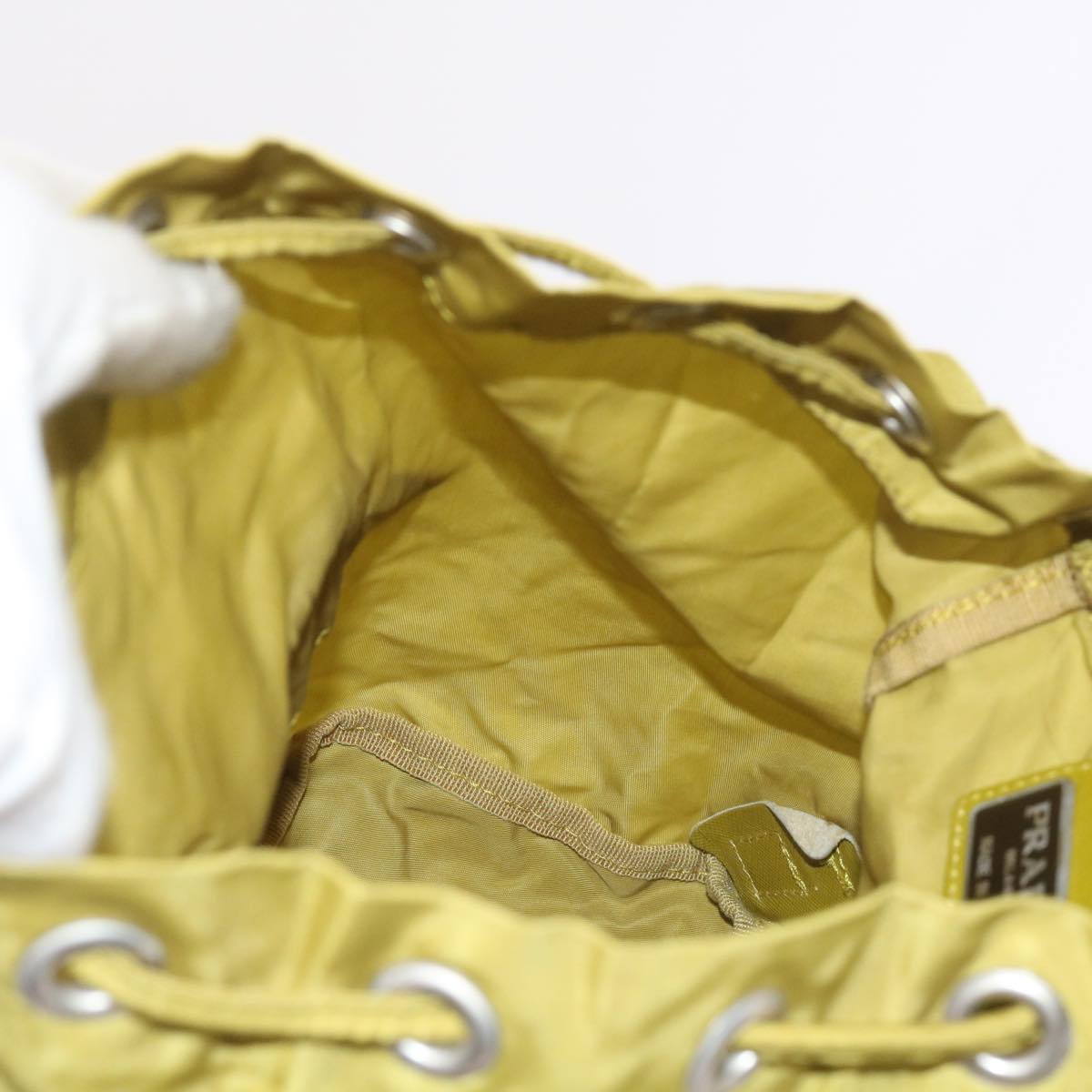 PRADA Backpack Nylon Yellow Auth bs9973