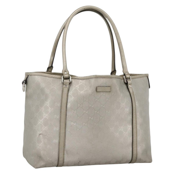 GUCCI GG Implementation Tote Bag PVC Silver 197953 Auth BSZ004