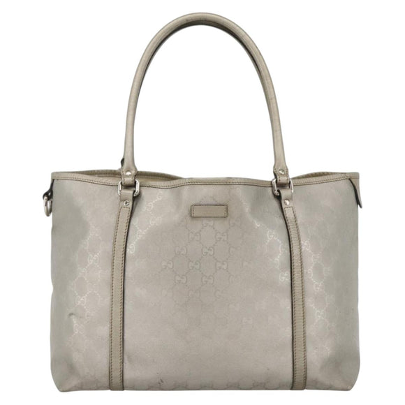 GUCCI GG Implementation Tote Bag PVC Silver 197953 Auth BSZ004