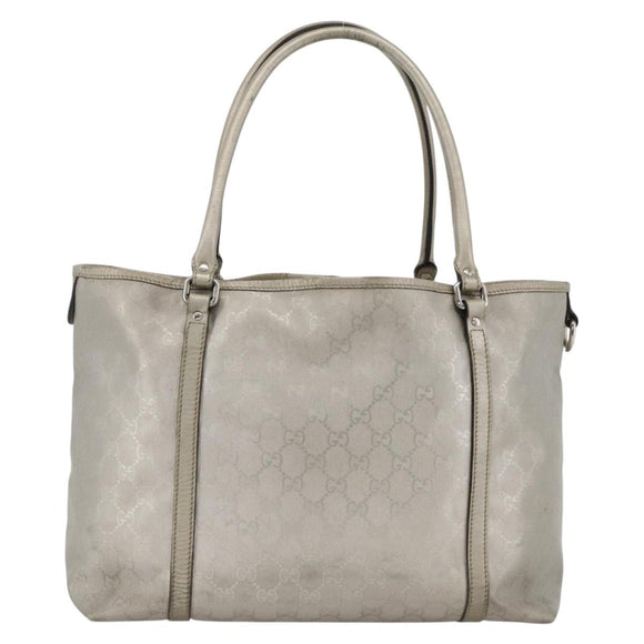GUCCI GG Implementation Tote Bag PVC Silver 197953 Auth BSZ004