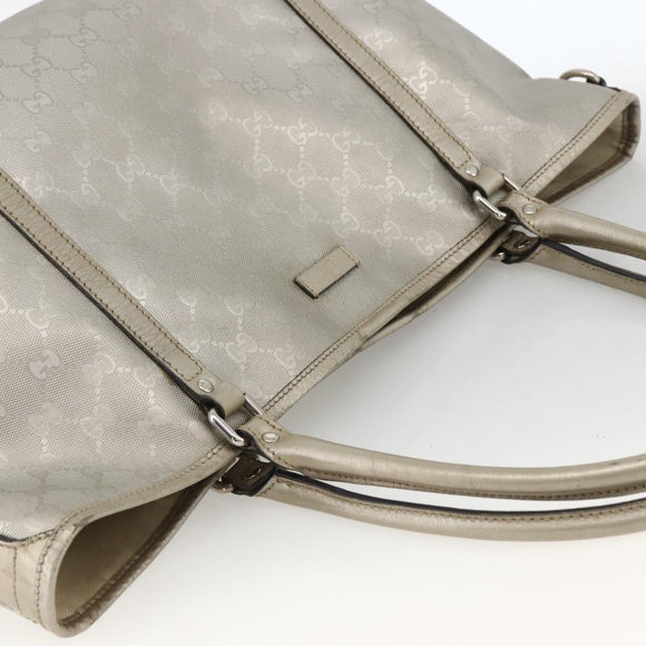 GUCCI GG Implementation Tote Bag PVC Silver 197953 Auth BSZ004