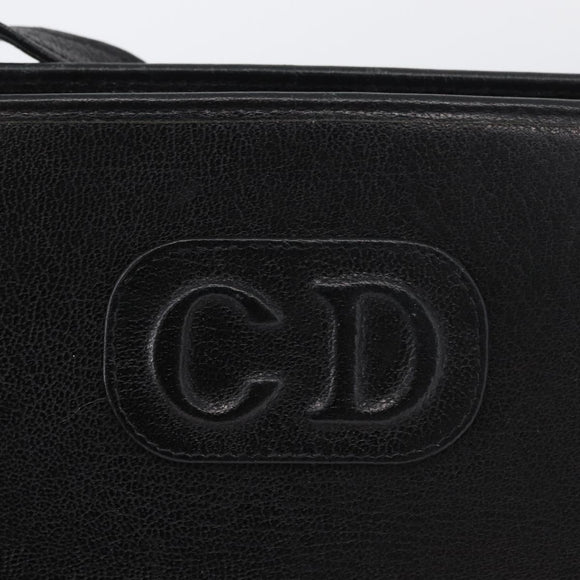 Christian Dior Shoulder Bag Leather Black Gold Auth BSZ005